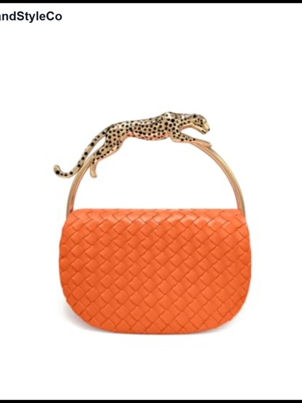 JW PEI Ione Woven Leopard Shaped Top Handle Bag Vegan Leather Women